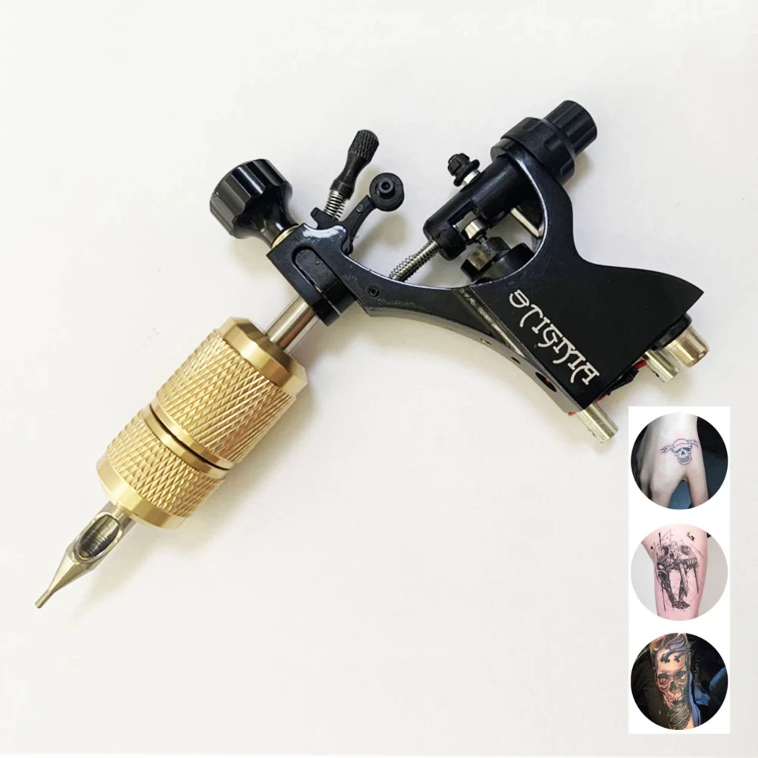 Rotary Tattoo Machine Tattoo Supplies Adjustable Stroke with Self-Locking Machine Handle Auto Lock 25mm Tattoo Grips