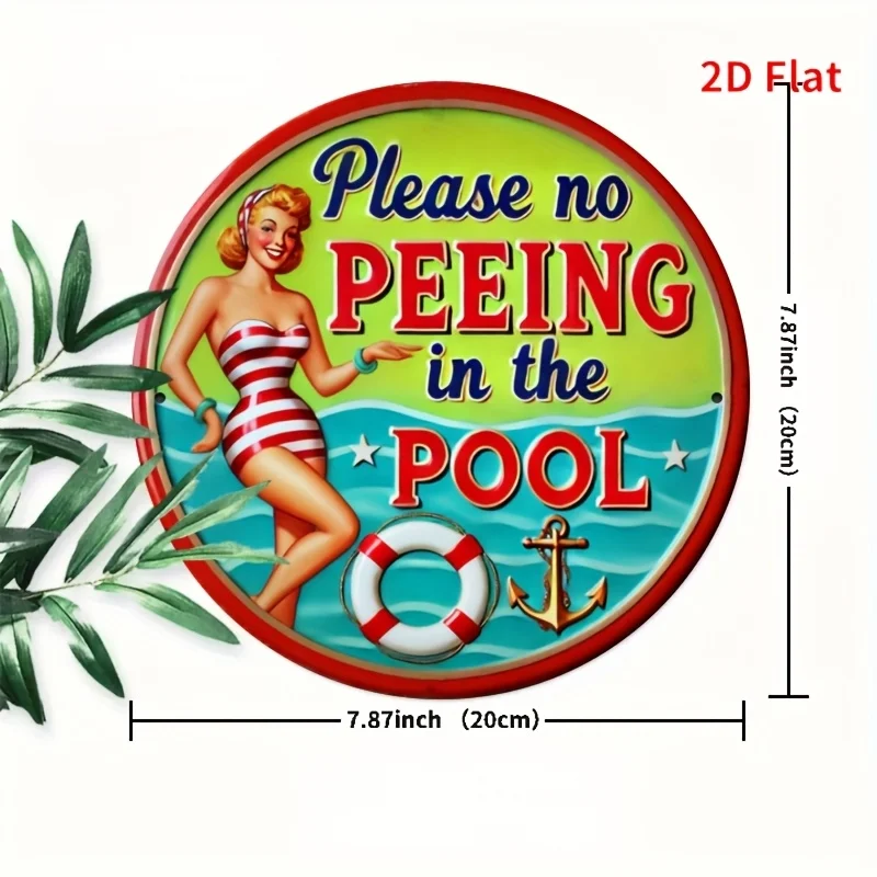 2D flat printing,retro-style warning tin plate,swimming pool no urination sign,retro warning sign,retro-style wall-mounted metal