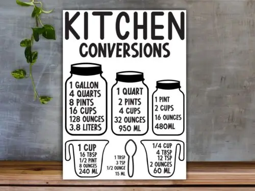 Kitchen Conversion Sign Converting Imperial to Metric Useful Kitchen Plaque