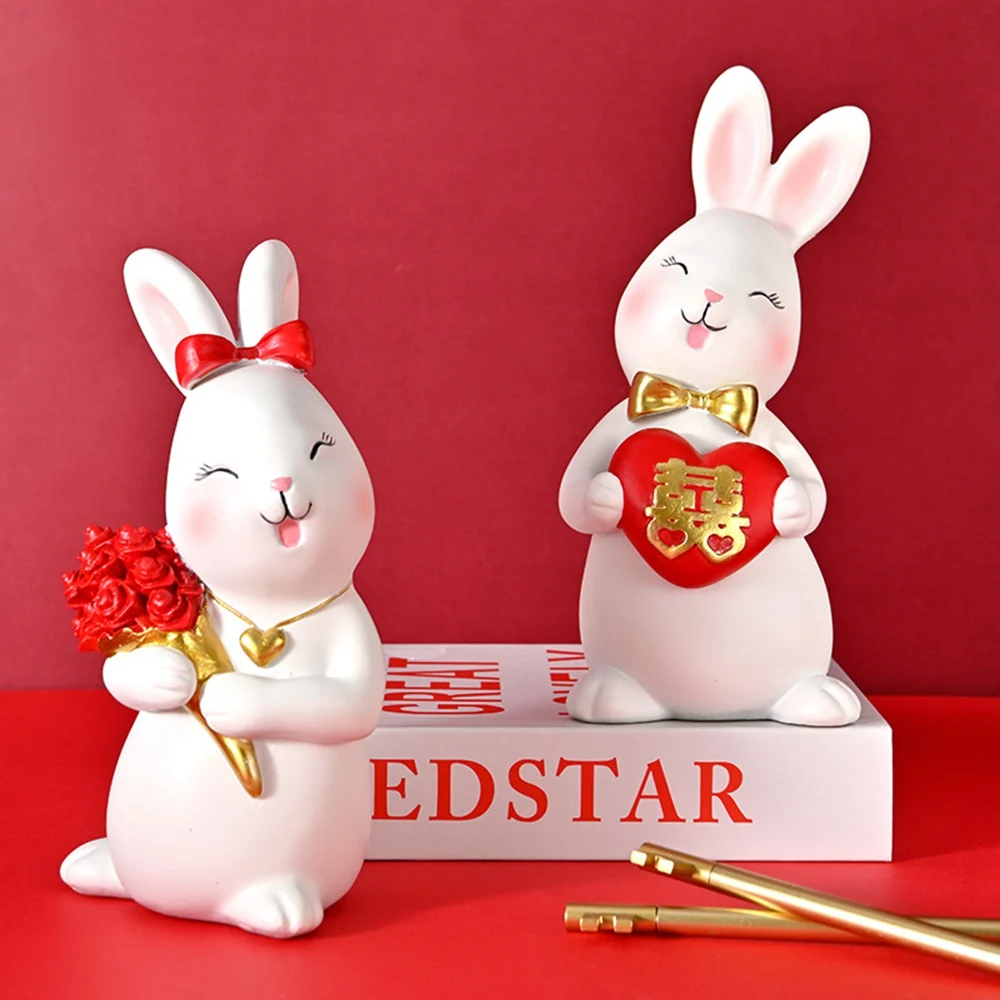 Couple Rabbit Wedding Decoration Creative Companion Gift Engagement Gift Bride Desk Statue Room Bookshelf Home Office Bedroom