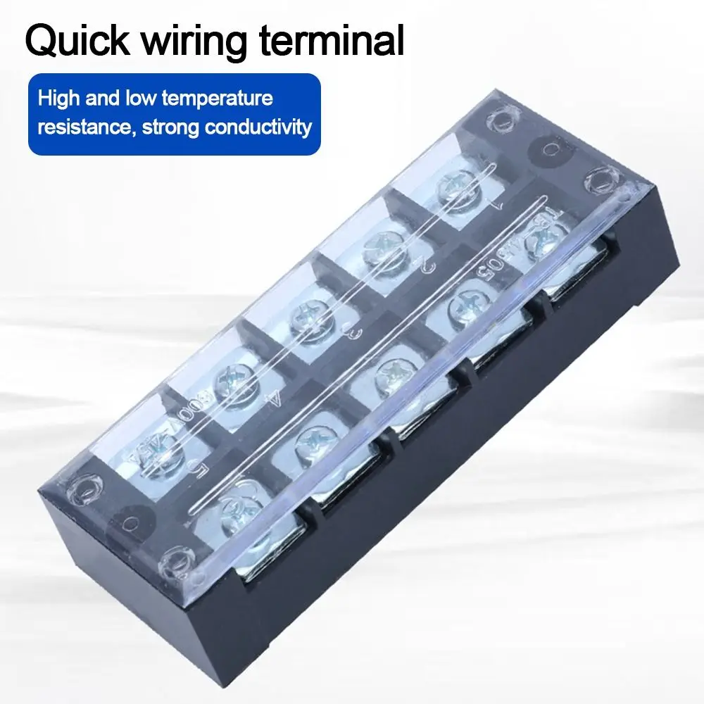 1PC 25A/15A 600V Dual Row Strip Screw Terminal Block Fixed Wiring Board Wire Connector 3 4 5 6 8 10 12 Positions Ways