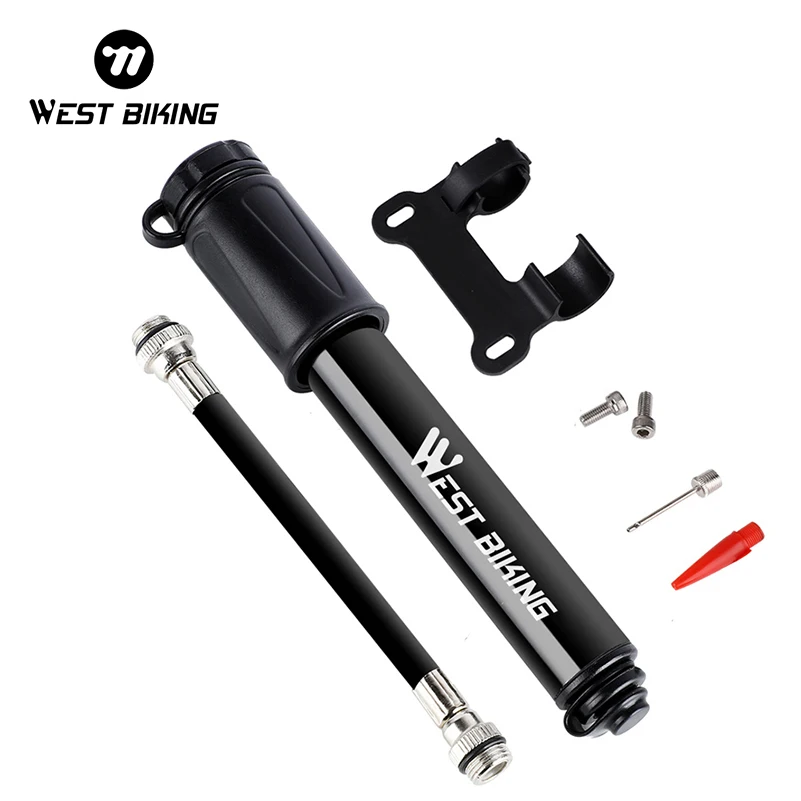 WEST BIKING 100Psi Mini Bike Pomp Aluminium Legering Fiets Hand Luchtpomp Tire Inflator Schrader Presta Klep MTB Weg Fietspomp