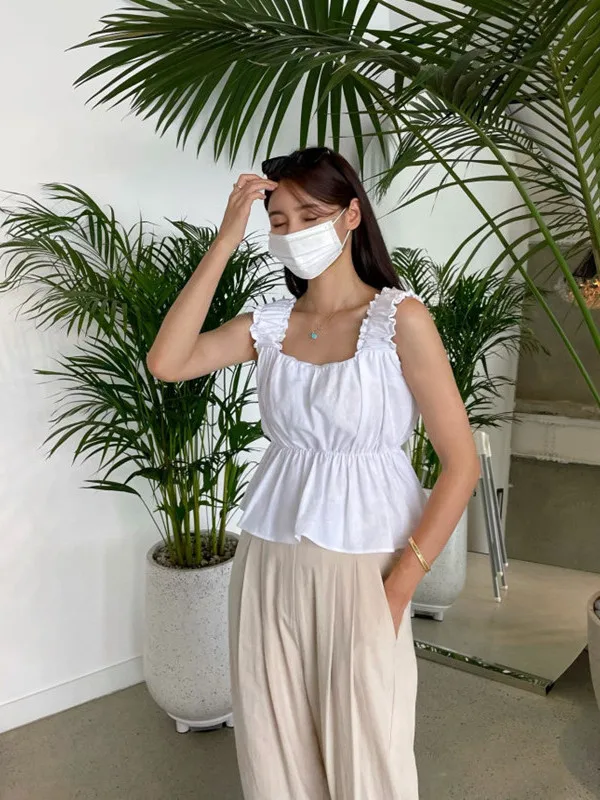 Chicจีบเสื้อกั๊กผู้หญิงฤดูร้อน 2025 ใหม่ตุ๊กตาขนาดเล็กเสื้อกั๊กEle irtเดินทางSleหลวมFit Svel ortความยาว