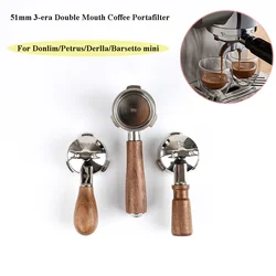 51mm Coffee Handle With Basket Stainless Steel Double Mouth Espresso Coffee Portafilter For Donlim/Petrus/Derlla/Barsetto mini