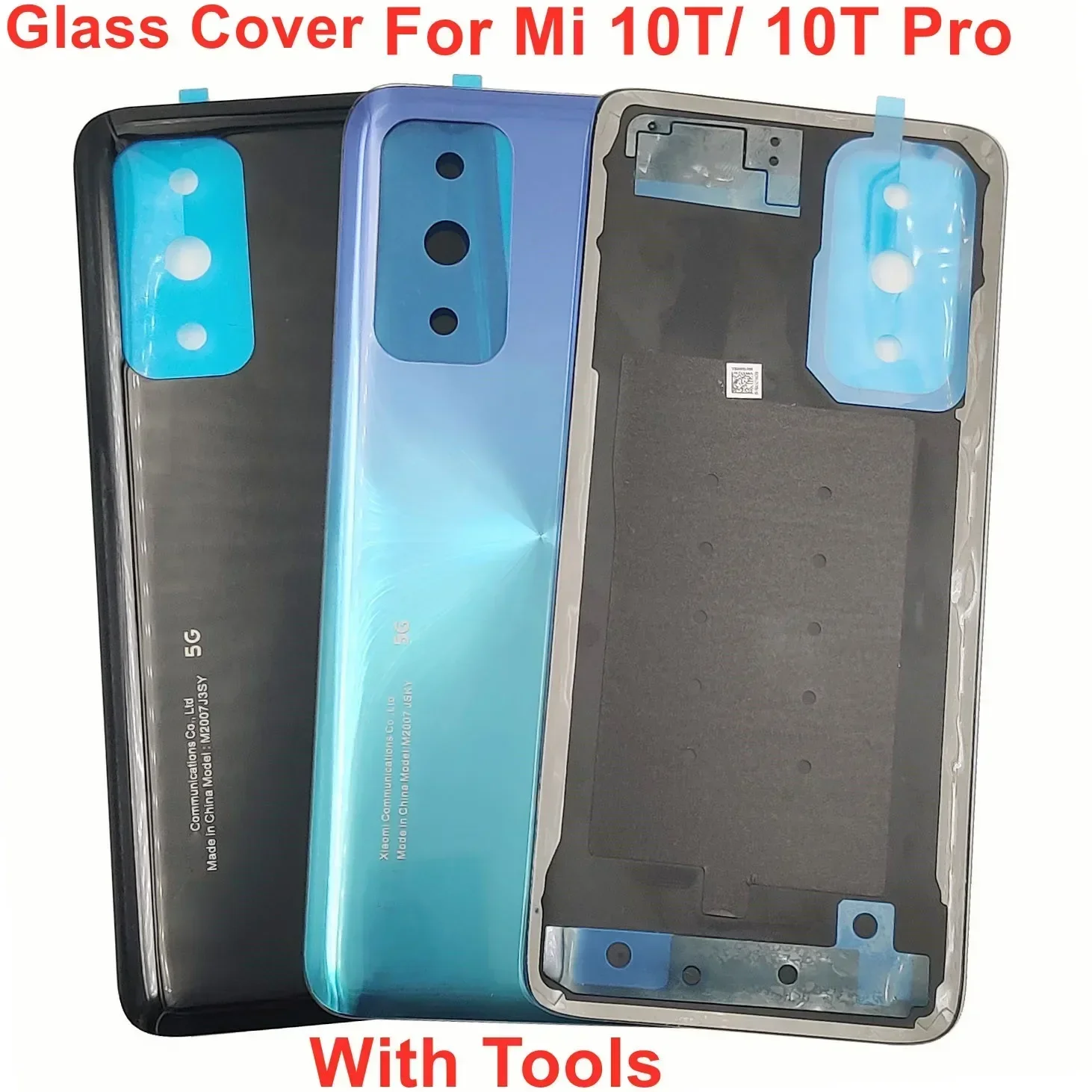 A+++ Glass Back Door Lid For Xiaomi Mi 10T 10T Pro 5G Hard Battery Cover Rear Housing Panel Case Shell + Adhesive Glue