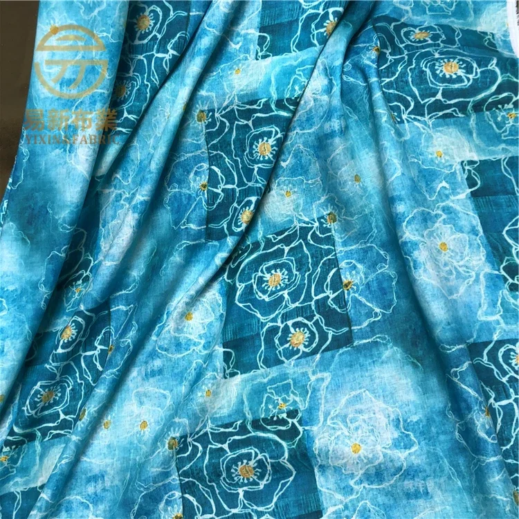 SL High Quality Natural 100% Pure Linen Digital Printed Fabric For Sewing Cloth Dresses Robe Summer Thin DIY Handmade Designer