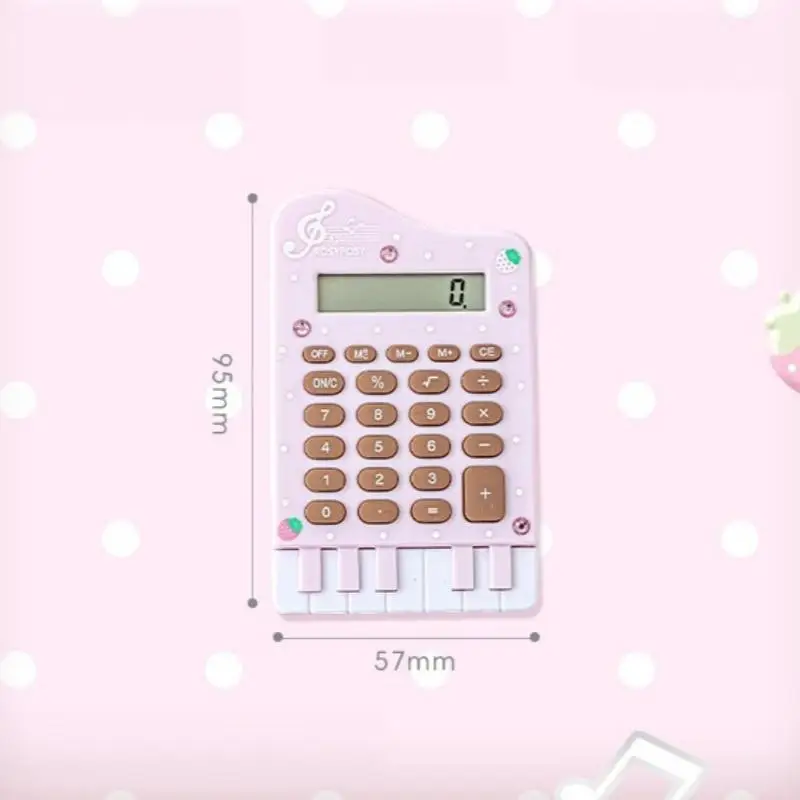 Mini Piano Shape Cute Calculator 8 Digits Quiet Press Button Portable for Office Library School Exam Use
