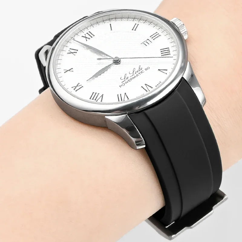 18mm 19mm 20mm 21mm 22mm Universal High Tensile Silicone Strap for Tissot 1853 Curved End Butterfly Buckle Watch Band Bracelet