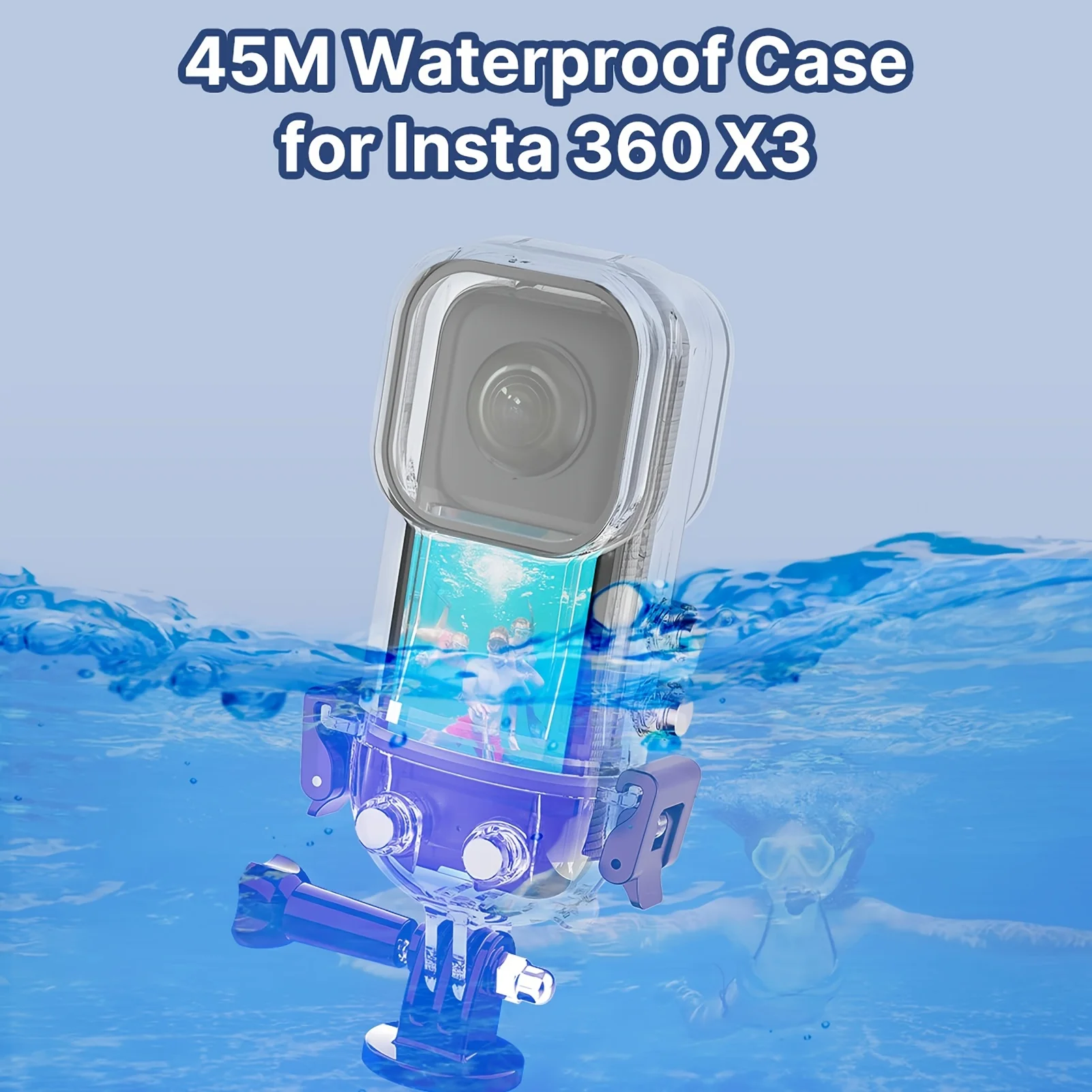 Waterproof Case for Insta360 X3, 45M/148FT Underwater Diving Case with Bracket Accessories, Snorkeling & Deep Diving Protective Housing Shell