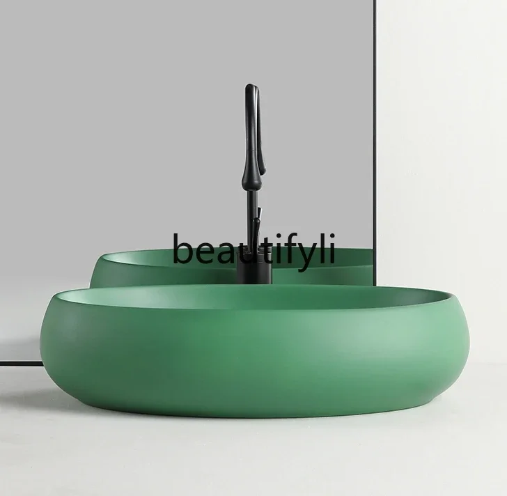 

Creative matte brown countertop basin Personalized ceramic bathroom Wash basin on balcony Washbasin