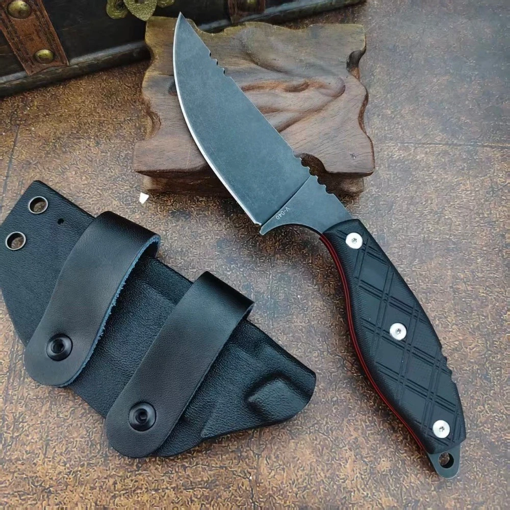 

V040 Hunting G10 Handle Fixed Blade Knife with Sheath Hight-quality Camping Cutting Pocket Fishing Tools Portable Utility Knives