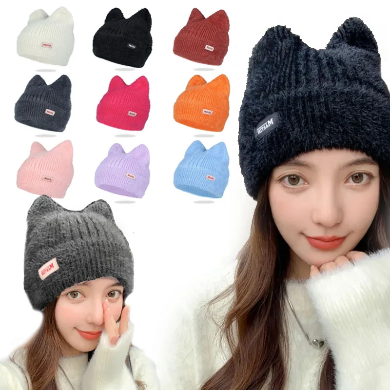 

9Colors Winter Warm Cats Ear Earflap Knit Hat Men Women Crochet Beanie Caps Outdoor Activity Accessories Headwear for Adult Teen