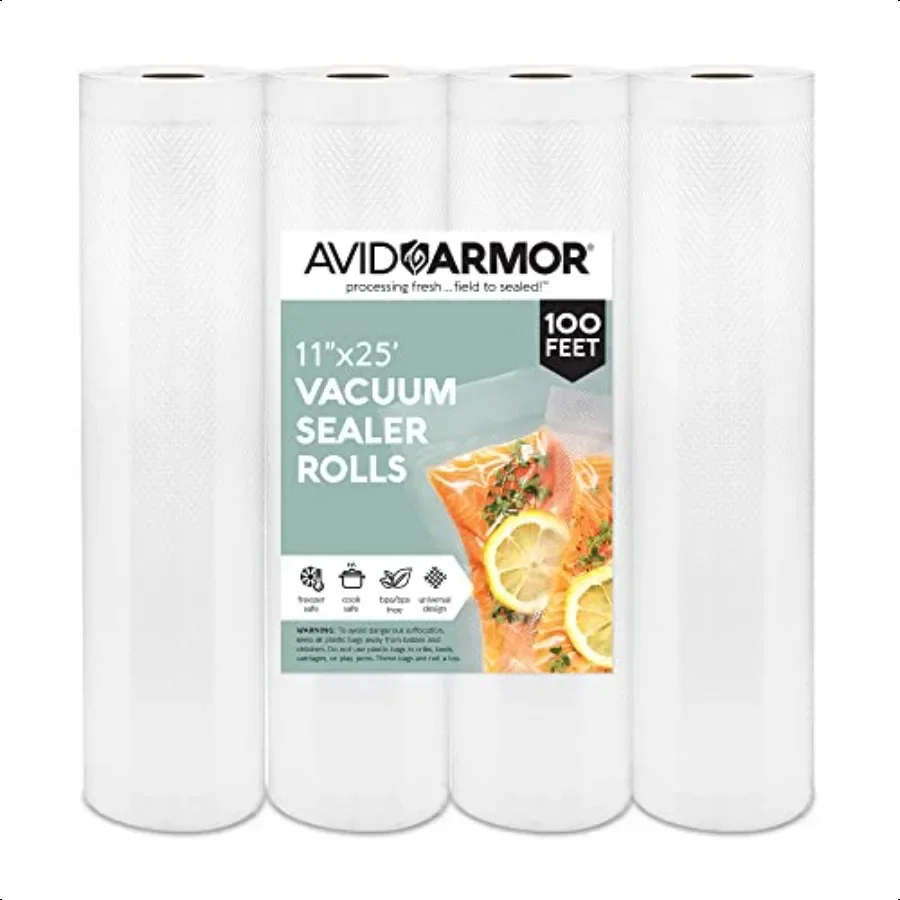 

Vacuum Sealer Bags 4 Pack 11x25 Rolls BPAFree Vacuum Seal Bags for Food Storage Meal Prep Sous Vide Heavy Duty Vacuum Sealer Ba