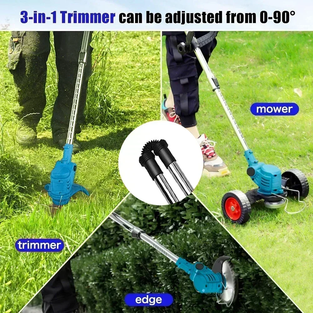 ONEKFYFD Electric Lawn Mower Cordless Grass Trimmer Length Adjustable Cutter Household Garden Tool Compatible Makita 18V Battery