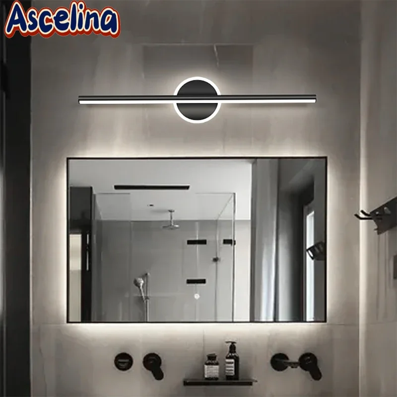 LED Wall Lamp Minimalist Black Gold 40/60/80cm Mirror Light For Bathroom Living Room Study Bedside Decorative Lighting Fixtures