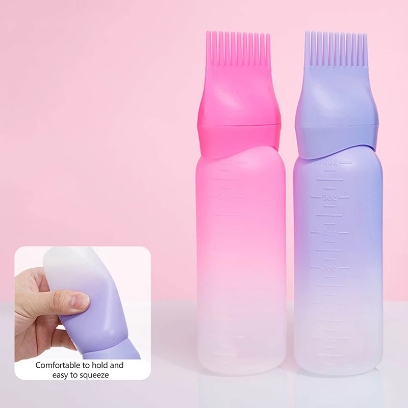 Gradient Color Portable Empty Bottle Scalp Applicator Liquid Comb Hair Roots Massage Medicine Comb Hair For Hair Growth