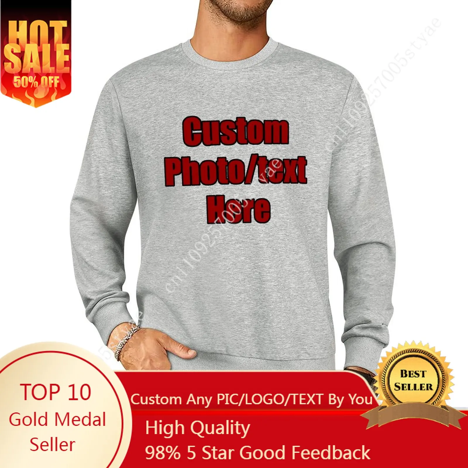 

Custom Crew Neck Sweatshirt Man Women Hoodies Cotton Soft Pullover Hoodie Design Your Photo Text Logo Daily Wear Casual Top