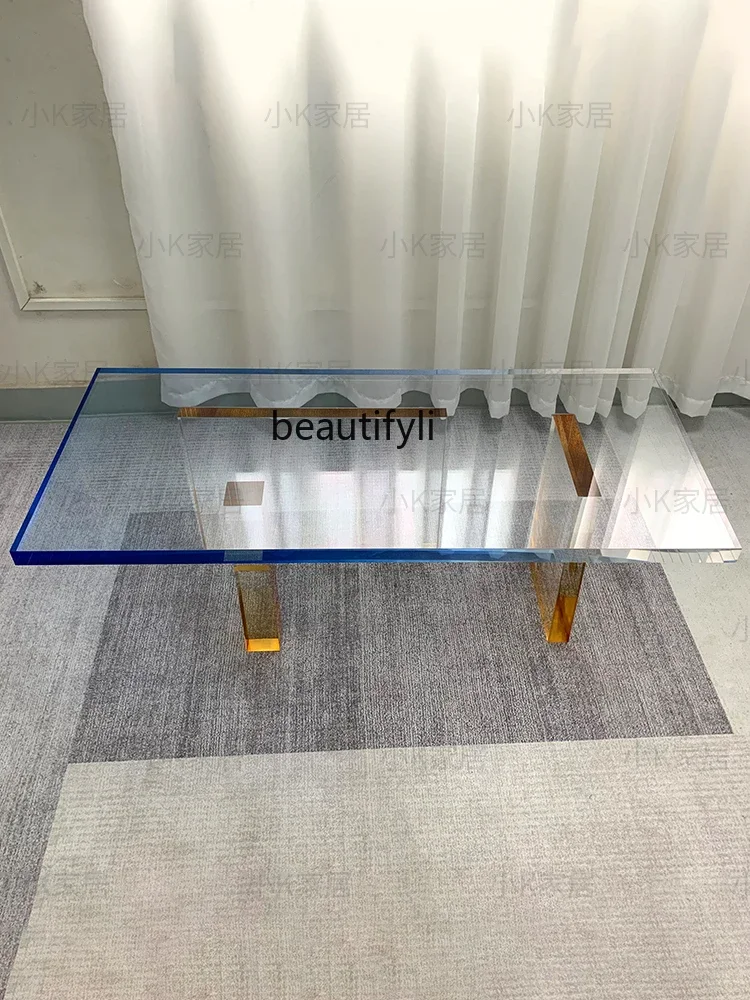 

SS new style Acrylic Gradient Coffee Table Modern Living Room Sofa Side Table Villa Exhibition Hall Designer Tea Table