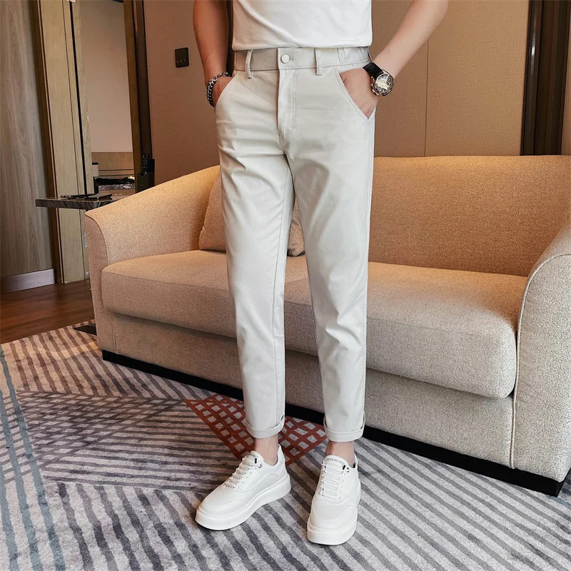 

Мужские брюки Slim Fit Briti Sle, маленький размер, 26 дюймов, для невысоких, однотонные, повседневные, на молнии, в стиле Harlan