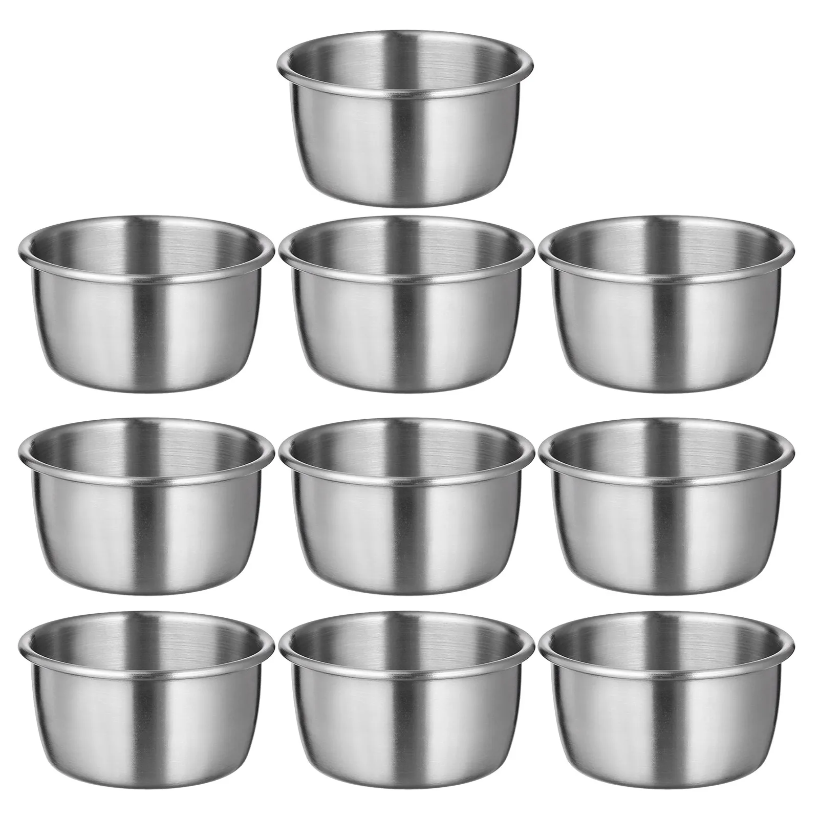 10Pcs Stainless Steel Dipping Sauce Cups Reusable Metal Small Ramekins for Kitchen Prep Restaurant Condiment Serving Ketchup