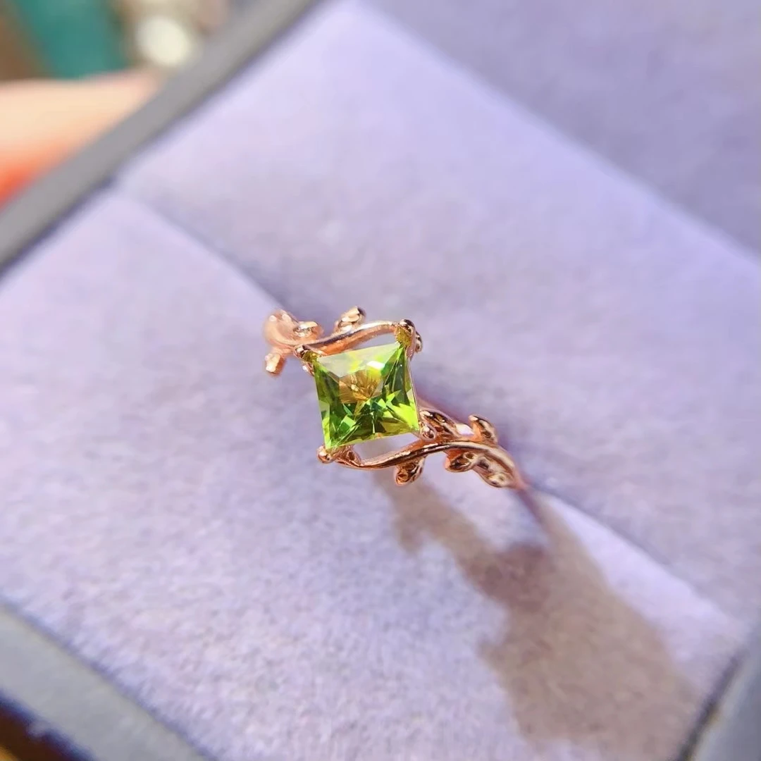 KJJEAXCMY Women's Ring| Natural Peridot with S925 silver , electroplated color retention process, high-clarity support testing