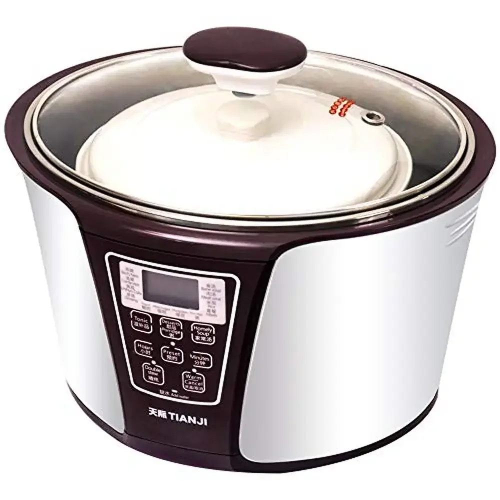 4-in-1 Ceramic Pot Electric Stew  3.2L with 12 Menus Programmable Operation Healthy Natural  2x0.65L 0.45L s Large