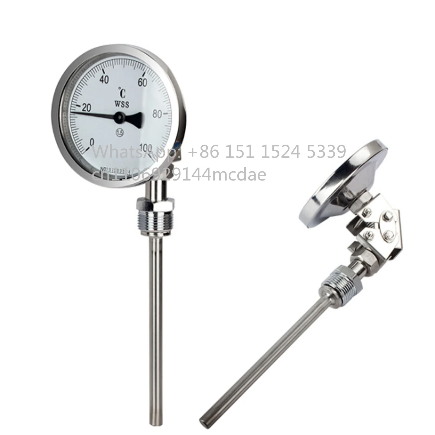 WSS Bimetal Thermometer for Water Boiler with 60mm 100mm 150mm Dial and 1/2 NPT Thread Temperature Gauge Industrial Process