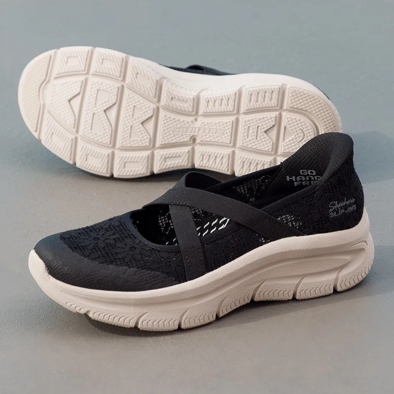 Skechers Women's Sneakers Mary Jane Trendy Fashion Comfortable Wear-Resistant Breathable Commuter Casual Shoes 159523-Blk