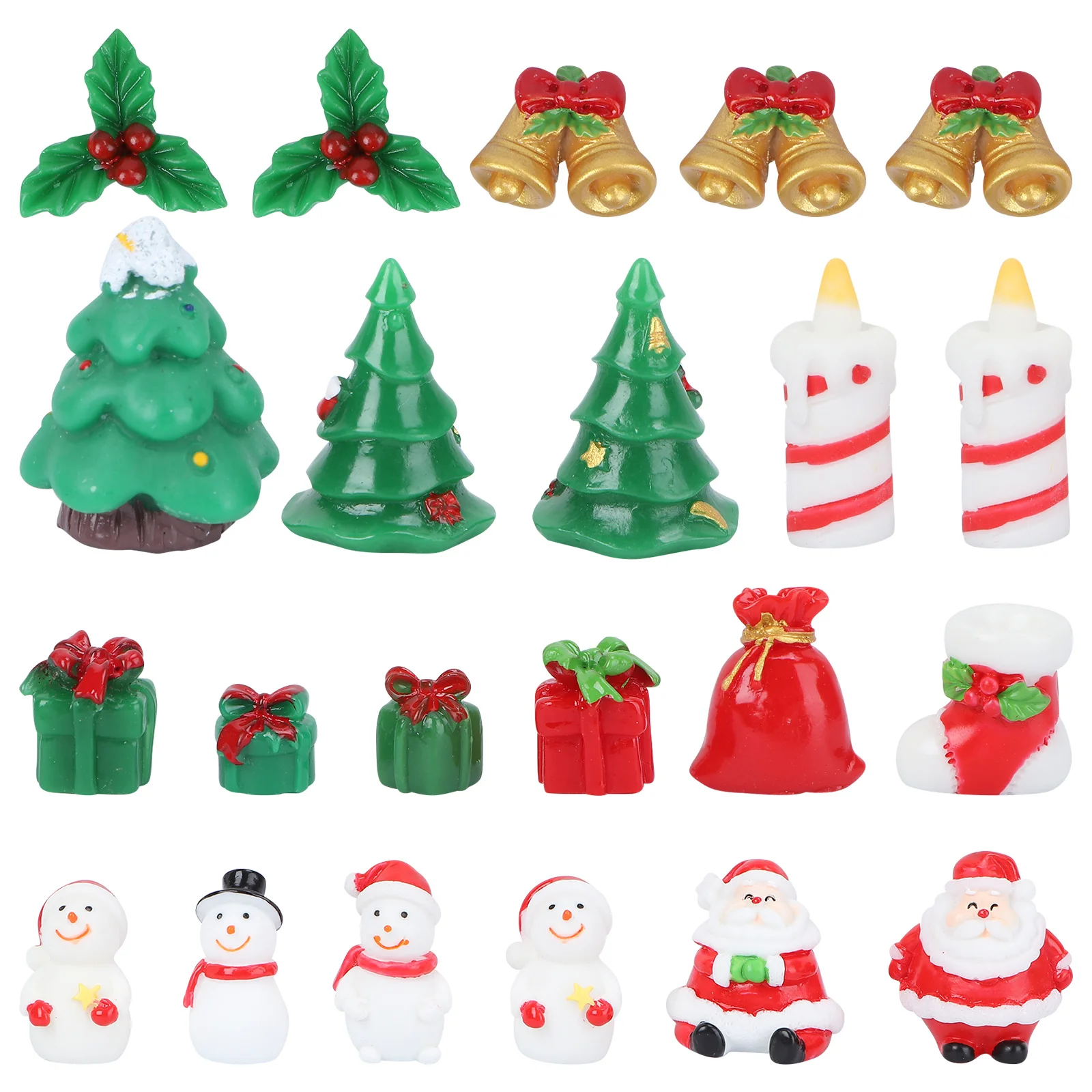 

23 Pcs Random Style Ornaments Resin Christmas Landscape Decoration Miniature Accessory Plant Fade-resistant