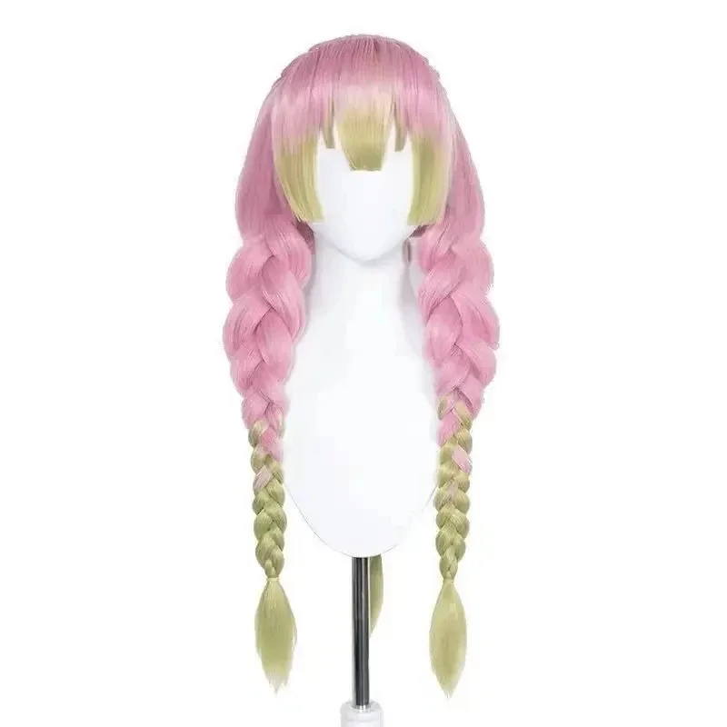 

Mitsuri Kanroji Kimetsu no Yaiba Long Pink Green Heat Resistant Hair Authentic Cosplay Wigs + Wig Cap mj:3