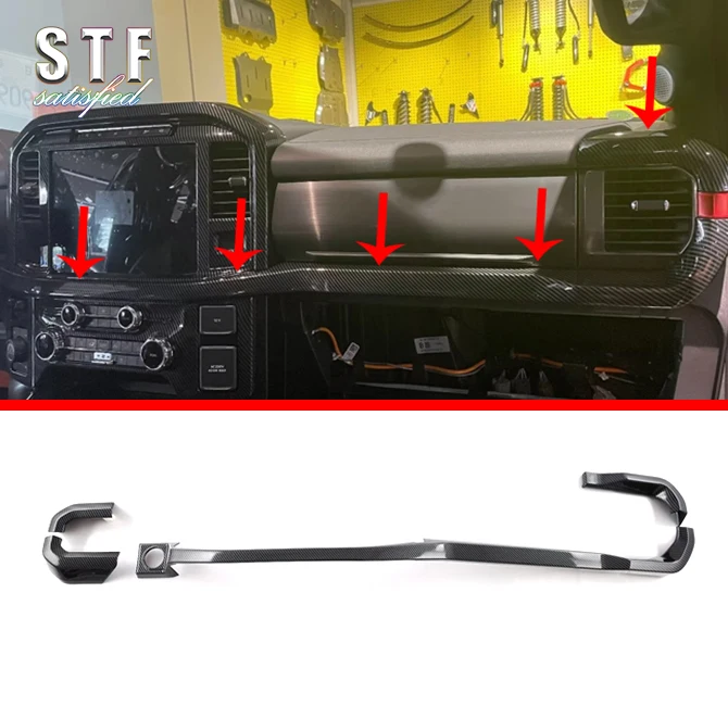 

Carbon Fiber Style Interior Center Control Around Trim For Ford F-150 F150 2021 2022 Car Accessories Stickers