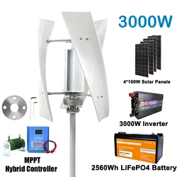 Poland Delivey 3000W Vertical WindmillTurbine Dynamo Generator Alternative Energy 24V 12V 48V With Mppt Controller Solar Panels