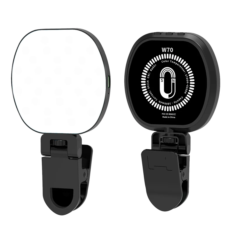 Mini Magnetic Selfie Fill Light Rechargeable 360° Rotation Adjustable Brightness Clip on Phone Computers Photography LED Lights
