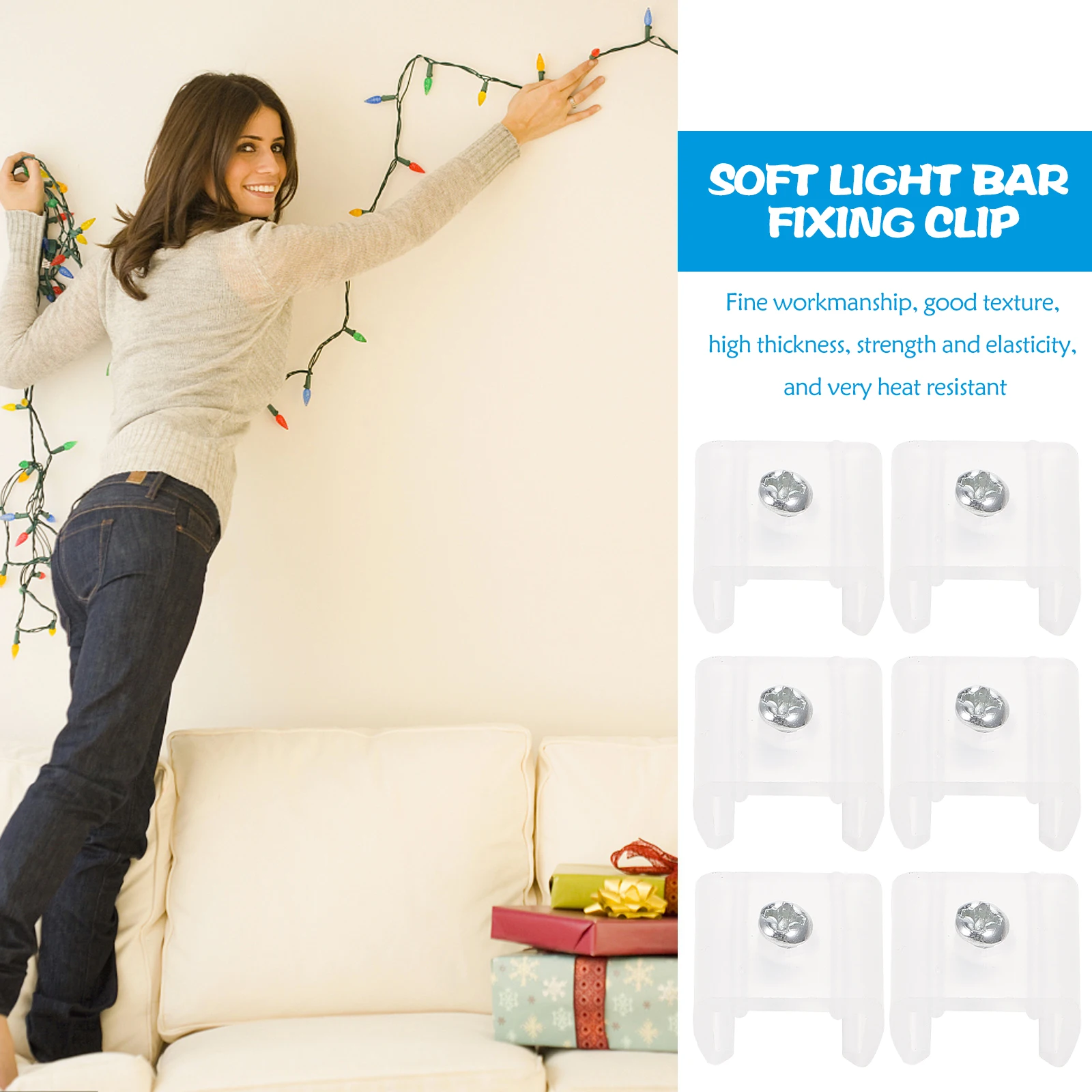 

100 Pcs LED Light with Clamp String Clip Clips for Strip Lights Rope Hangers Plastic Wall