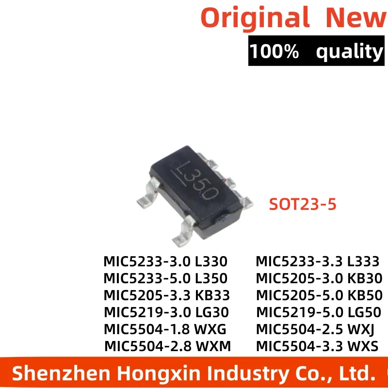 10 pieces of MIC5233 5205 5219 5504-1.8/2.5/2.8/3.0/3.3/5.0YM5 BM5 YMT SOT23-5 voltage regulator chips