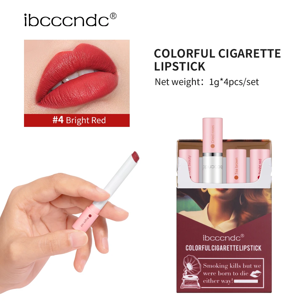 Colorful Cigarette Lipstick Kits Long-Lasting Makeup Effect Highly Pigmented Waterproof Sweat proof Glossy Lip Tint Stain Set