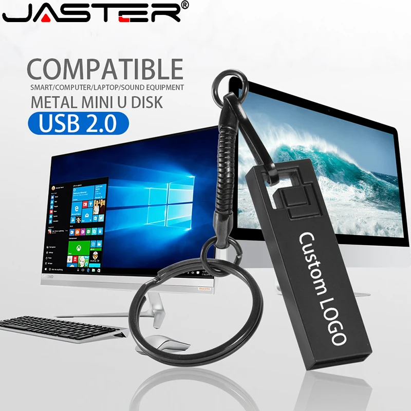 JASTER Mini Metal Silver USB 2.0 Flash Drive 16GB 32GB 64GB Actual Capacity U Disk Free Custom LOGO Wholesale Business Gifts