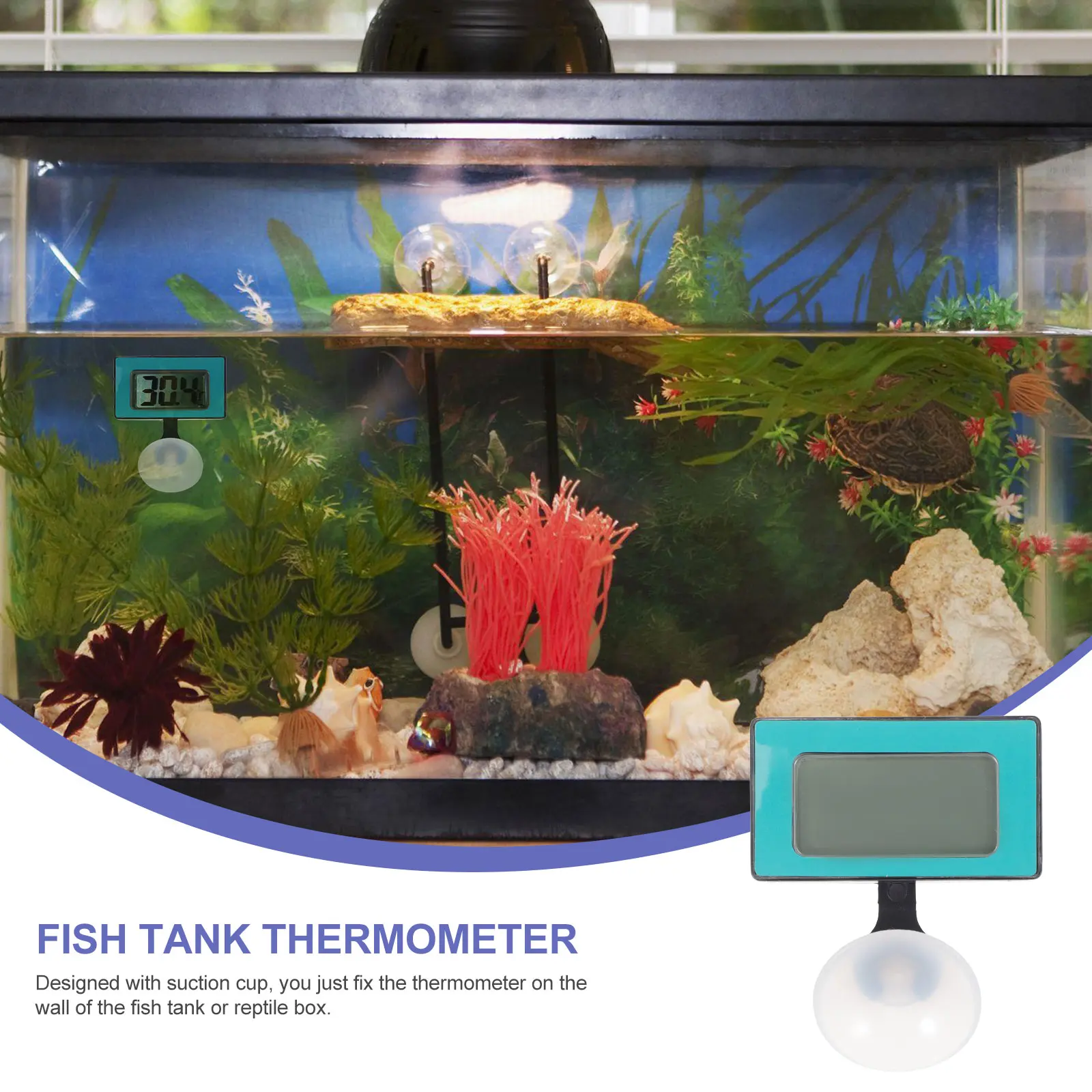 

1Pcs Fish Tank Thermometer Waterproof Electronic Aquarium Temperature Meter Powered Suction Cup Reptile Box Indoor Temp