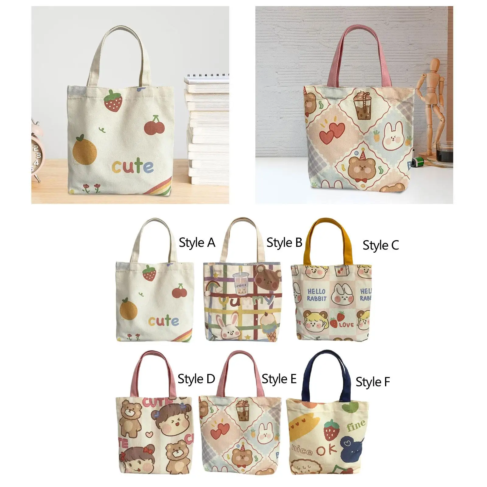 Canvas Bag Handbag Fashionable for Women Top Handle Multipurpose Grocery Bag image 4