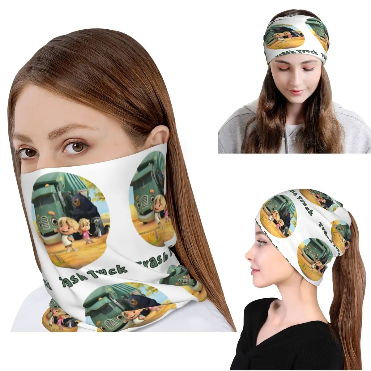 

Многофункциональная балаклава-шарф-бандана с анимационным принтом «Мусоровоз» для мужчин и женщин, взрослых, зимняя