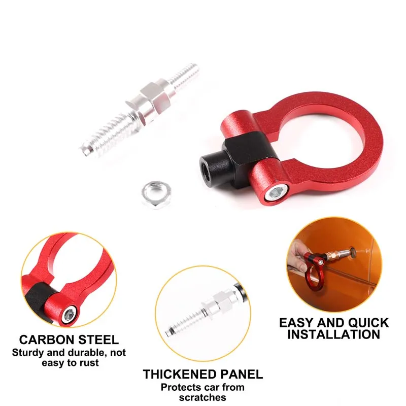 Red/Black/Blue Trailer Towing Eye Hook For Smart Fortwo 451 453 2007-2021 Aluminum+Steel Replacement Tow Ring - view 5