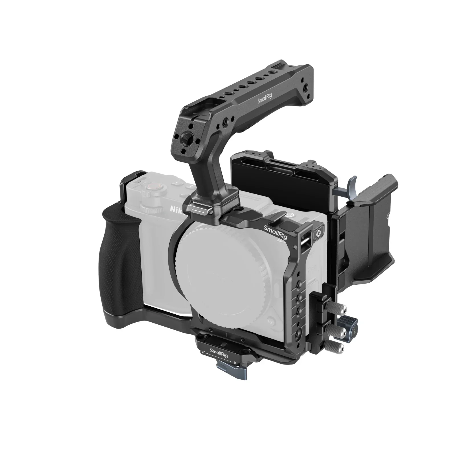 Kit de jaula Smallrig HawkLock para Nikon ZR, jaula completa, jaula media, kit de jaula de alimentación V-Mount, mango de madera en forma de L para protección de la cámara