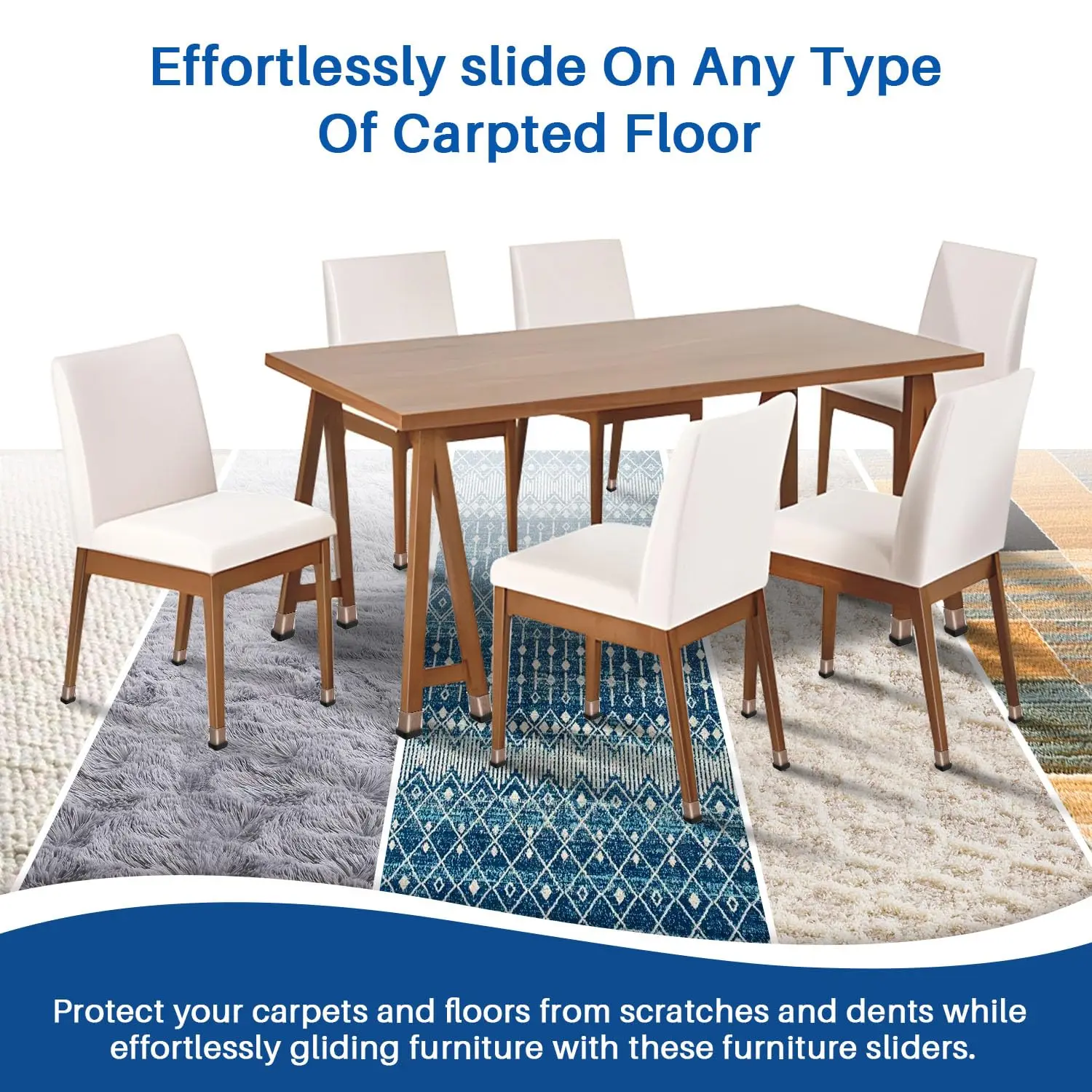 8/16/24PCS Chair Leg Sliders for Carpet, Furniture Glides, Silicone Chair Leg Floor Protectors Caps Pads Covers