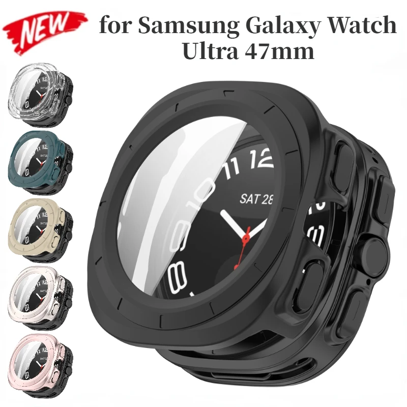 삼성 갤럭시 워치용 강화 유리 필름, 갤럭시 워치 7 울트라 범퍼 커버, 47mm 보호 화면