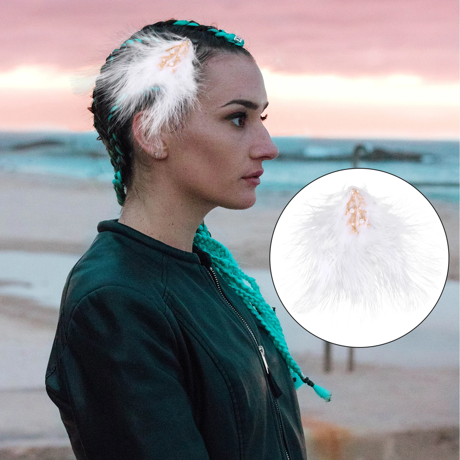 

2pcs Hair Clips White Artificial Alloy Barrettes for Girls Hair Accessories Party Stage Wedding Photography