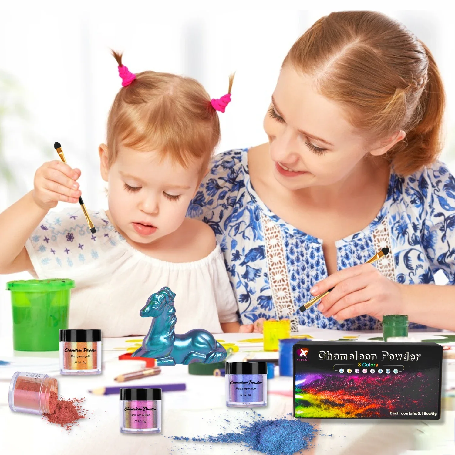 1 Box Chameleon Pearl Powder Pigments, DIY Epoxy Resin Crafts, Slime Polarizing Powder Magic Mirror, Changing Pigment, New