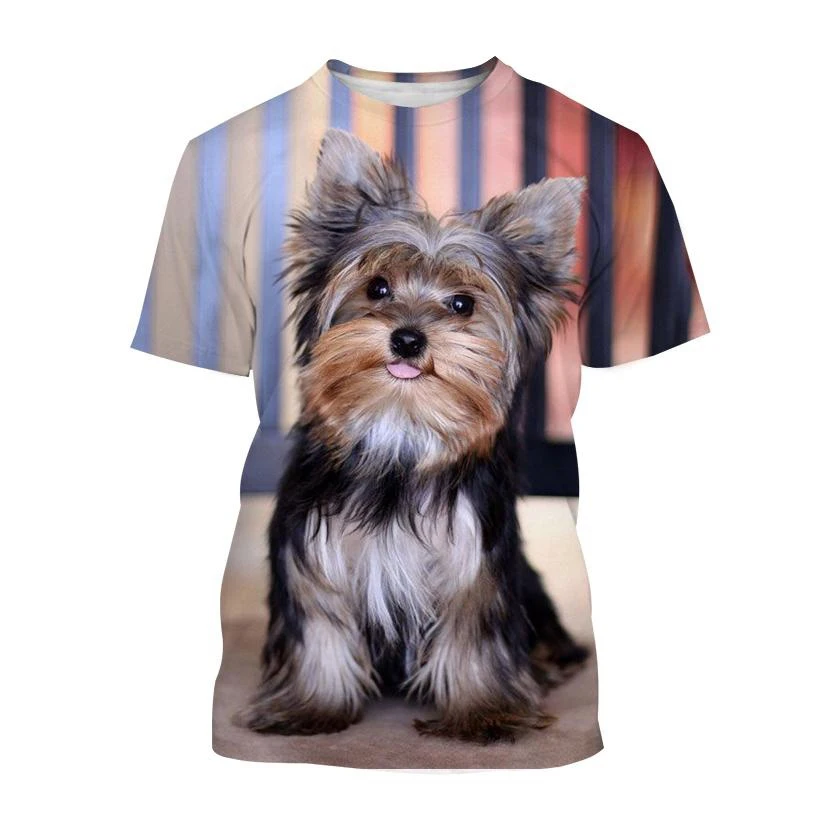 Yorkshire Terrier Puppy T-Shirts Animal Dog 3D Print Men Women Short Sleeve T Shirt Oversized Harajuku Kids Tees Tops Clothing