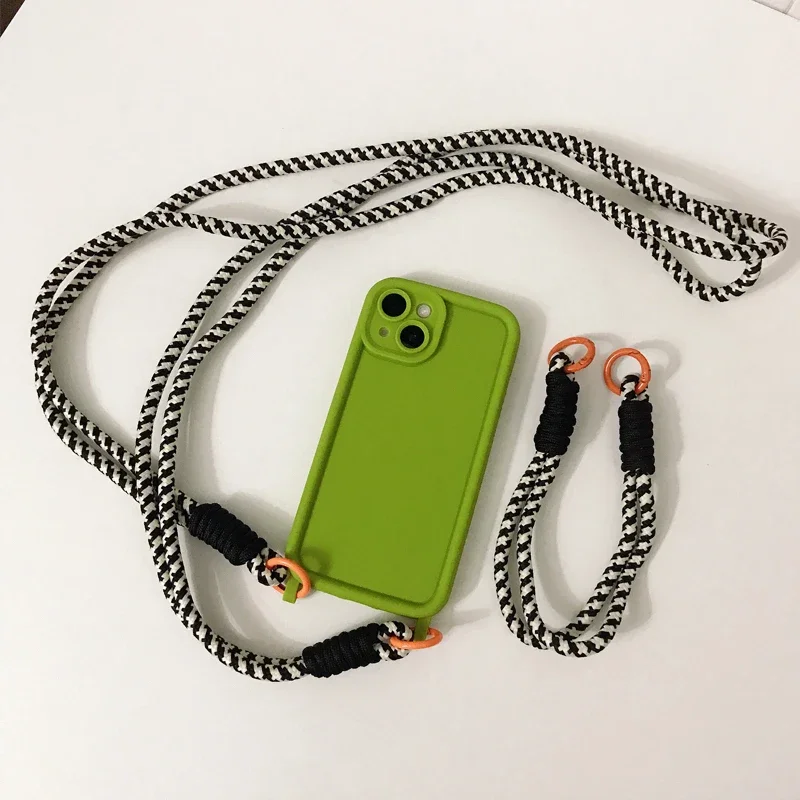 Funda de teléfono con protección contra caídas y cordón para collar cruzado, funda suave para iPhone 15 16 14 12 11 13 Pro Max XR X XS 7 Plus SE 20