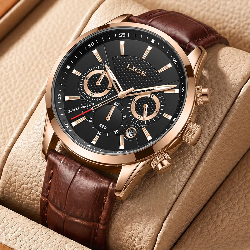 2026 novos relógios masculinos lige topo marca de luxo relógios esportivos para homens moda couro à prova dwaterproof água quartzo cronógrafo relogios masculino