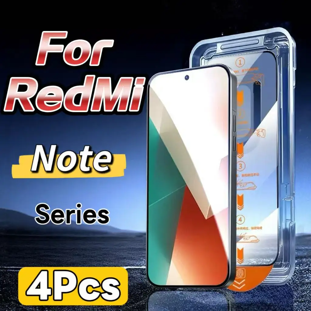 

HD Tempered Glass Screen Protector for Redmi Note Series, 4-Pack, Bubble-Free & Dust-Free